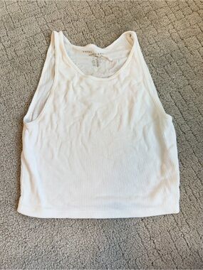 American Eagle Outfitters White Ribbed Scoop Neck Tank